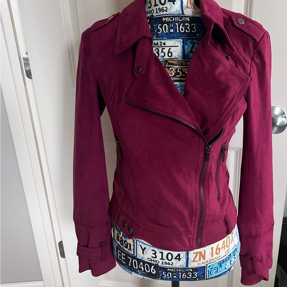 Faux Suede Motorcycle Crop Jacket